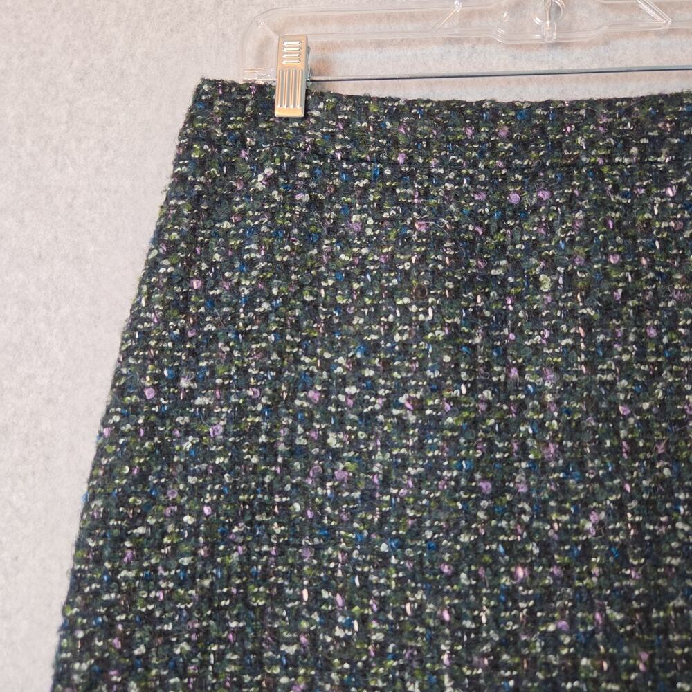 J. CREW Wool Blend Tweed Green Lined Knee Length Pencil Skirt Women's 8 - Picture 4 of 10
